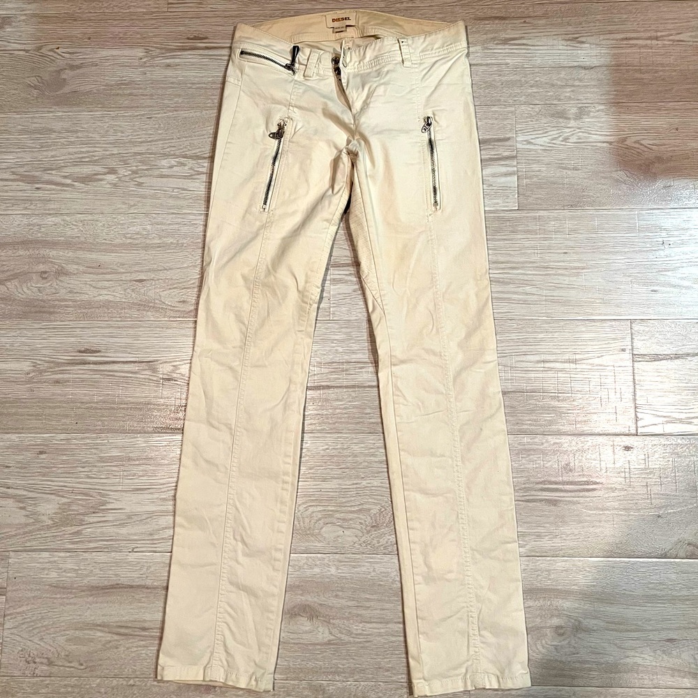 Diesel White Pants Size 25 Low Waist Skinny